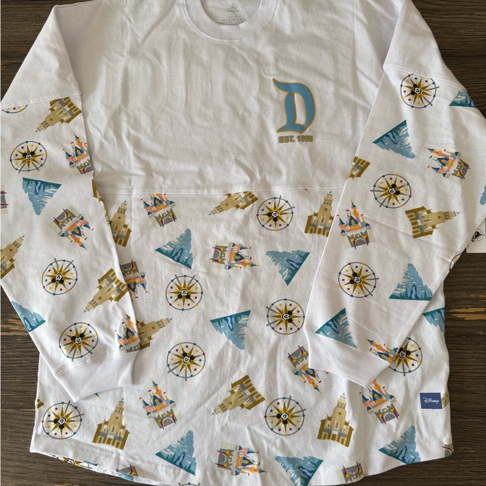Disney White Long Sleeve Tee with Multicolor Print
